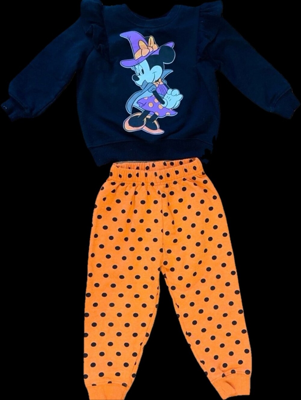 Disney Minnie Mouse Black and Purple Halloween Kids Sweater And Pants Set